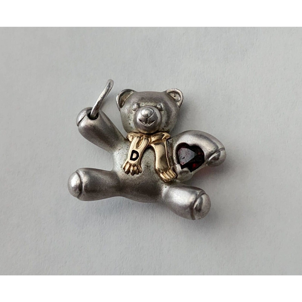 925 Sterling Silver And 14kt Bear Pendant 1"